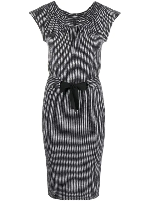 Christian Dior Pre-Owned 2010 belted knitted dress Black HOLADIO353