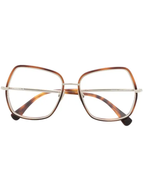 Max Mara Eyewear tortoiseshell-effect oversize-frame glasses Brown MM5076