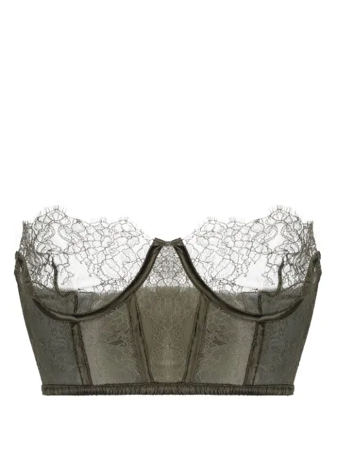 Maison Close lace-trim detail bustier top Green 561283