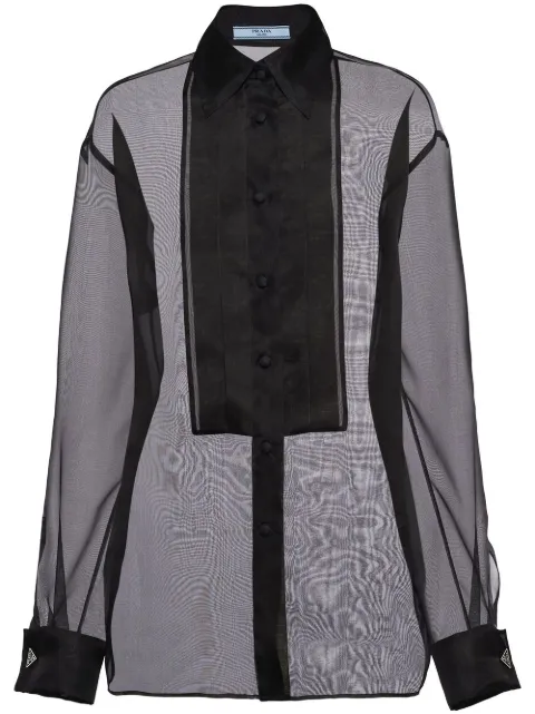 Prada sheer organza shirt Black P424GS231110L