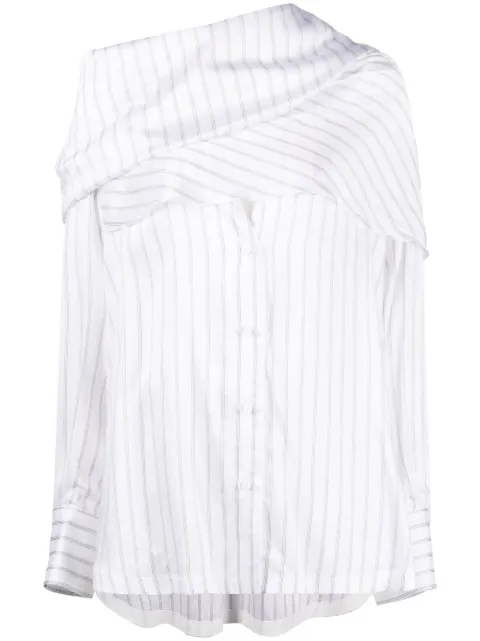The Attico striped asymmetric shirt White 231WCH08V054