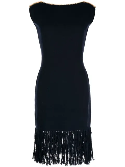 Onefifteen fringed-edge wool dress Blue JM003B