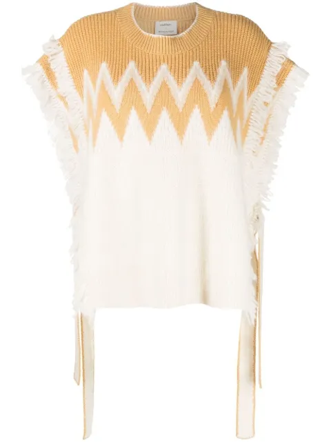 Onefifteen fringe-detail knit top Yellow JM019A