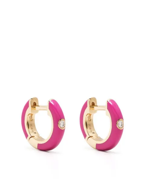 Ef Collection 14kt yellow gold Berry enamel and diamond huggie earrings Gold 114005