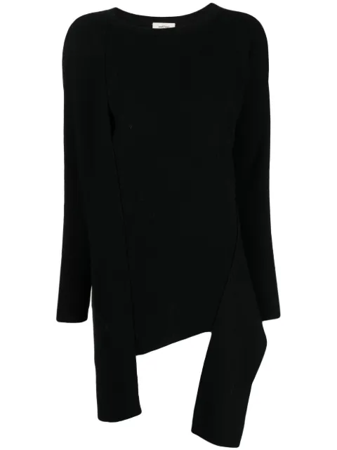 Onefifteen asymmetric-hem knit sweater Black JM011B