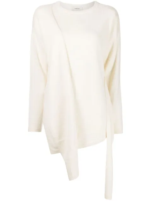 Onefifteen asymmetric-hem knitted top White JM011C