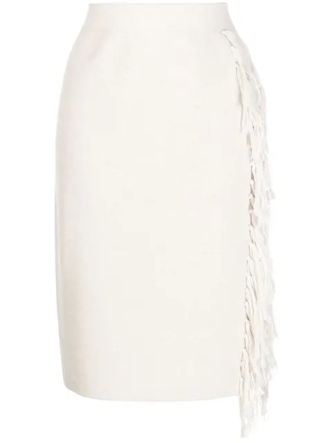 Onefifteen fringe-detail midi dress White JM002