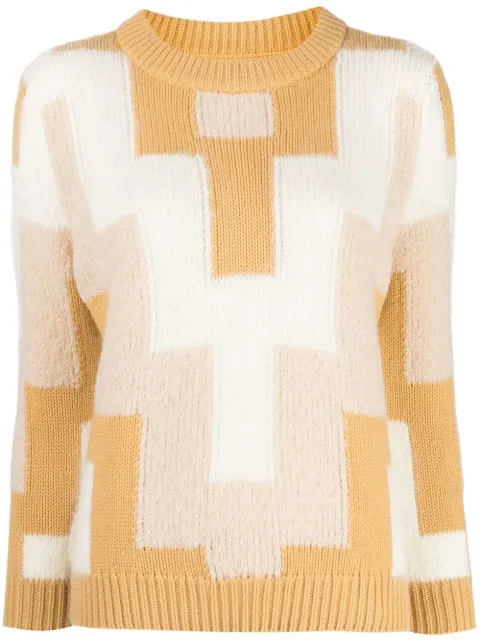 Onefifteen geometric-panelled knit sweater Yellow JM013