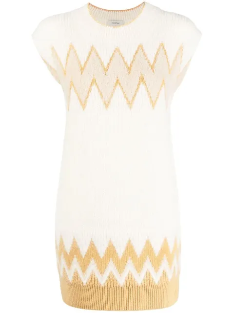 Onefifteen zigzag embroidered mini dress White JM015