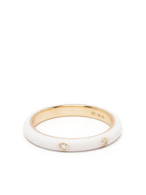Ef Collection 14kt yellow gold diamond and enamel ring Gold 112445