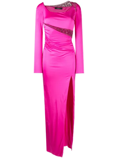 Versace Greca crystal-embellishment jersey gown Pink 10082381A00572