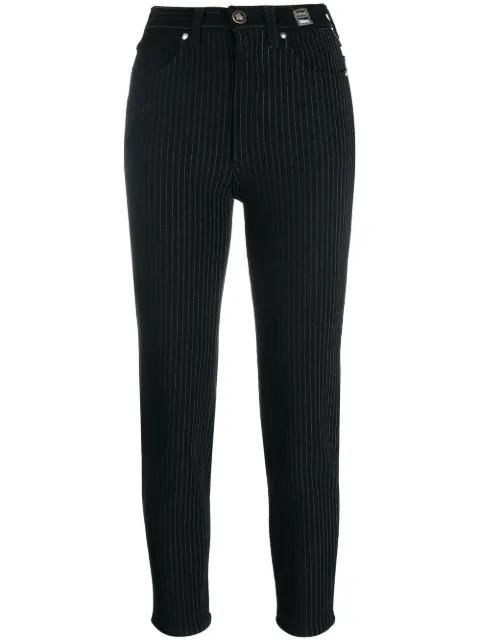 Versace Pre-Owned 2000s pinstripe skinny-cut trousers Black VER280CC