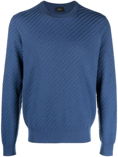 Brioni textured ribbed-trim jumper Blue UMQ90LPAK22