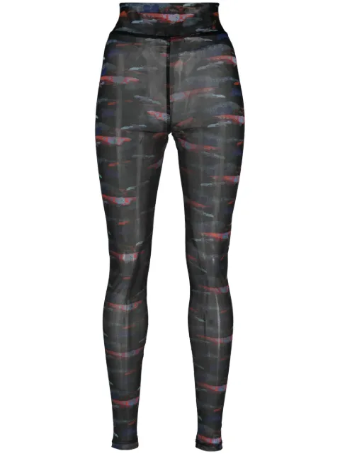 Henrik Vibskov bird-print semi-sheer mesh leggings Black SS23STUDIOF813