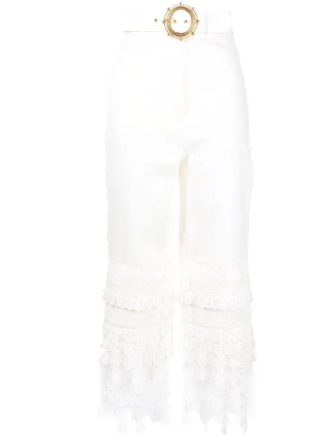 ZIMMERMANN high-waisted embroidered-design trousers White 5769PHIG
