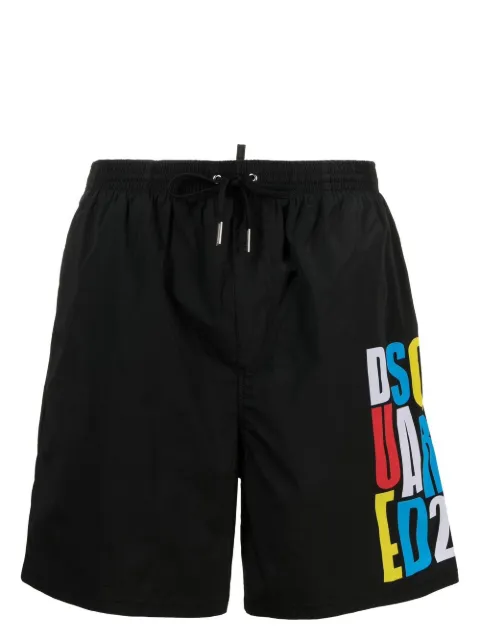 DSQUARED2 logo print drawstring swim shorts Black D7BM14600ISA01