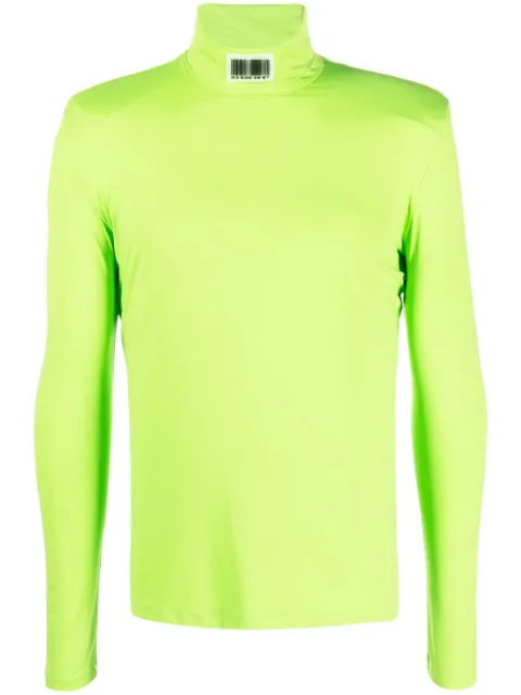 VTMNTS barcode turtleneck jumper Green VL14TO300I