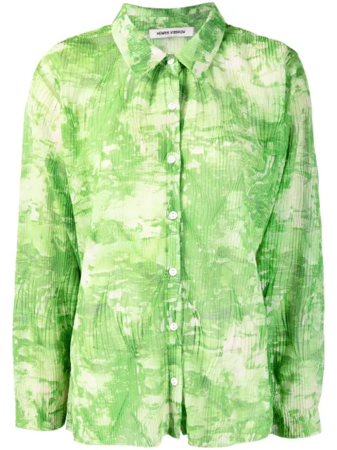 Henrik Vibskov printed plissé shirt Green SS23STUDIOF810