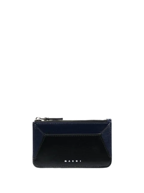 Marni logo-print leather card holder Blue PFMI0053U0P2644