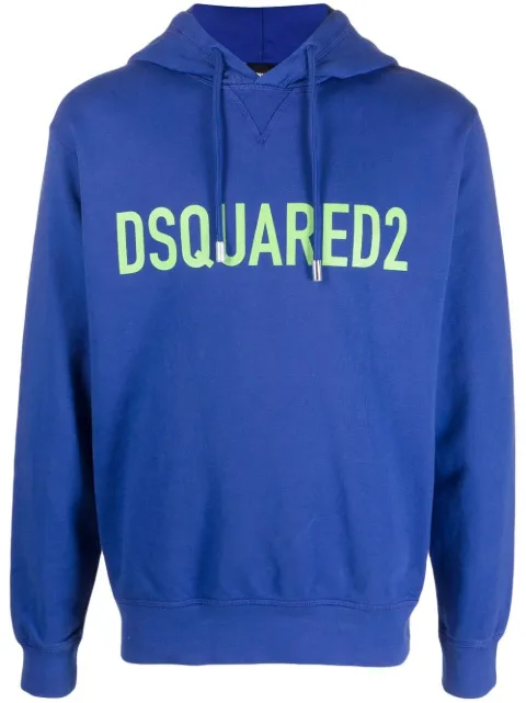 DSQUARED2 logo-print cotton hoodie Blue S74GU0664S25538