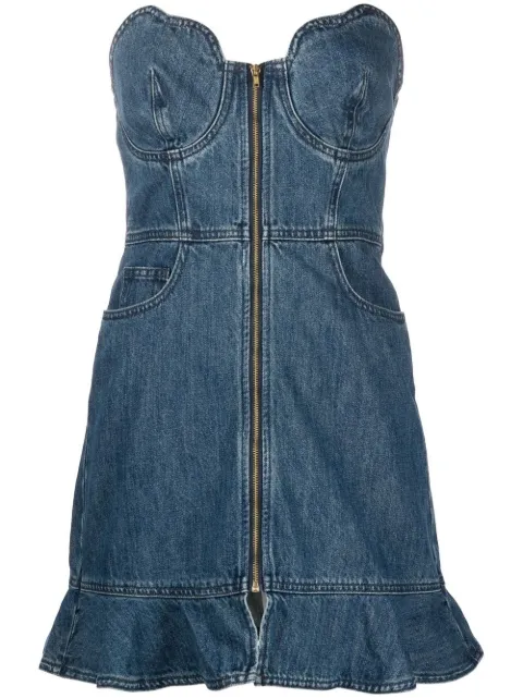 Self-Portrait sweetheart denim minidress Blue RS23802S