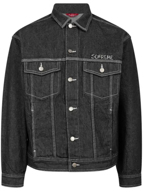 Supreme x Smurfs denim trucker jacket Black SU12362