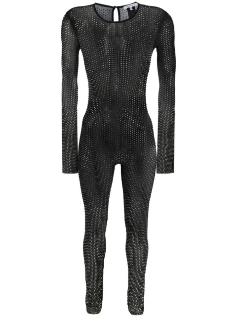 Patrizia Pepe sheer crystal-embellished jumpsuit Black 1T0004J116K443