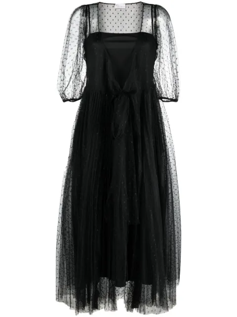 RED Valentino short-sleeved tulle midi dress Black RVADU0428