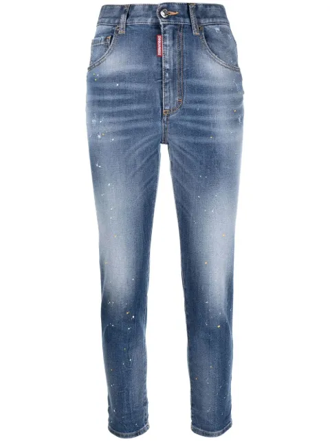 DSQUARED2 paint-splatter skinny cropped jeans Blue S75LB0750S30595