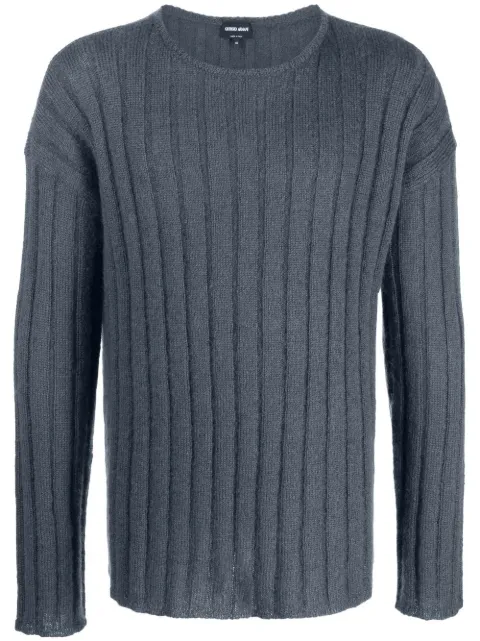 Giorgio Armani ribbed knit mohair-wool blend jumper Blue 3RSM12SM08Z