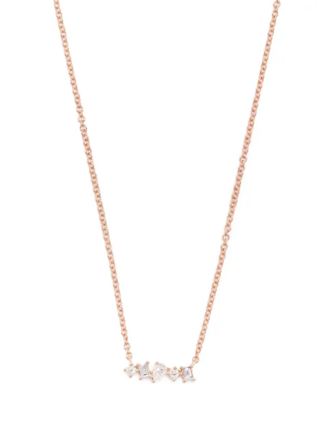 Ef Collection 14kt rose gold Mini Bar diamond necklace Pink 124160