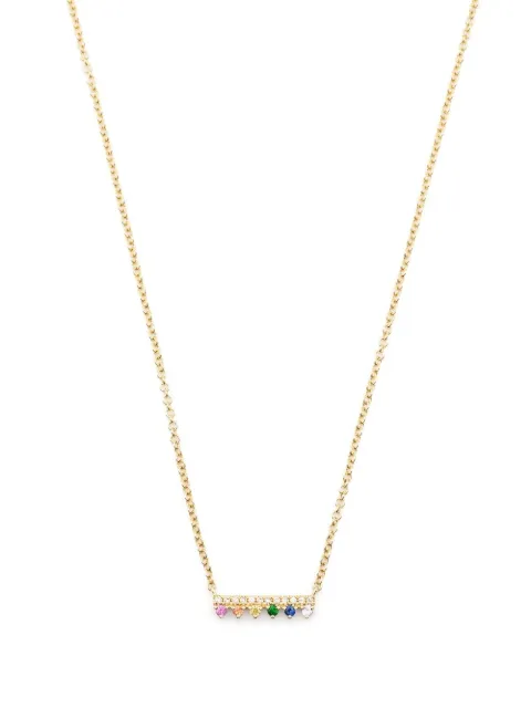 Ef Collection 14kt yellow gold Chloe Bar diamond gemstone pendant necklace Gold 125407