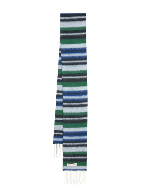 Marni fringed colour-block scarf Blue SCZC0043QXUTW985