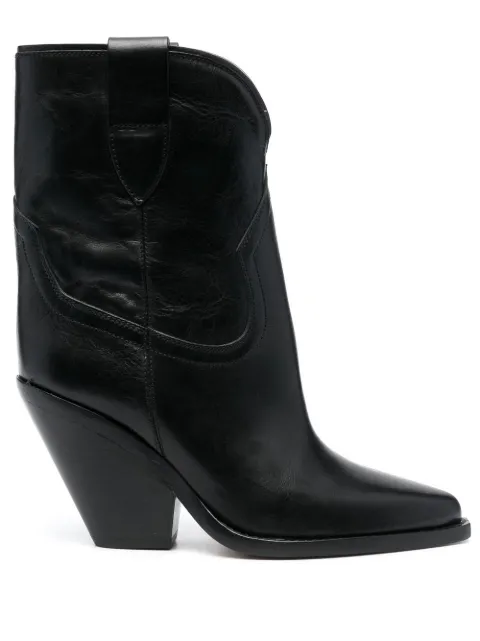 ISABEL MARANT Leyane 90mm leather boots Black BO0004FAA1A04S