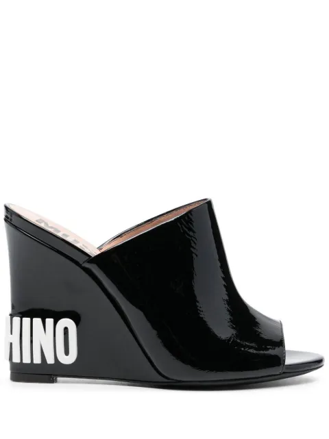 Moschino 110mm embossed-logo wedge sandals Black MA2808AE1GMB0