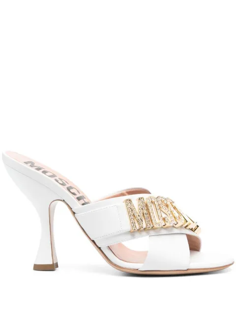 Moschino 110mm logo-plaque sandals White MA2830AC1GMF0
