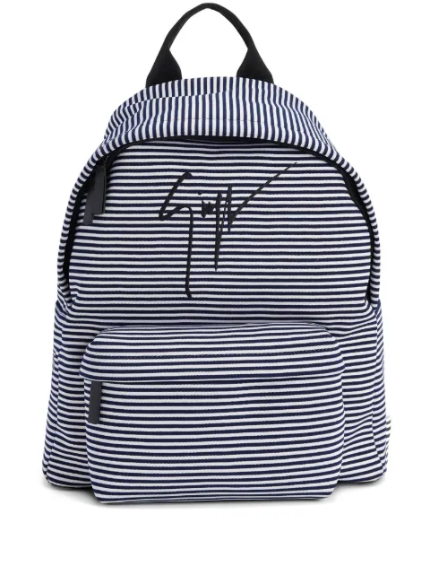 Giuseppe Zanotti striped embroidered-logo backpack Blue IBU1009K29