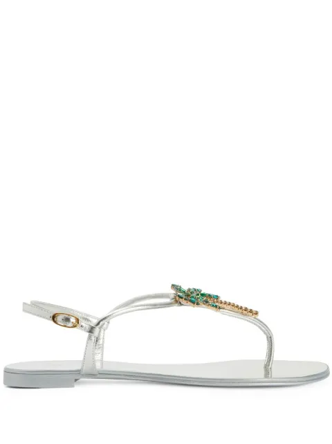 Giuseppe Zanotti Venice Beach leather flat sandals Silver E200115H02