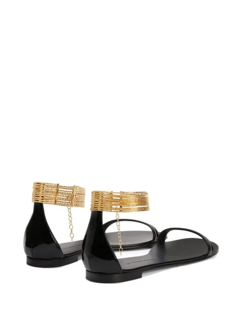 Giuseppe Zanotti Kay gold ankle-strap flat sandals Black E200122H01