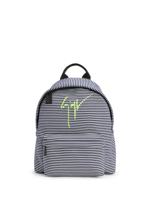 Giuseppe Zanotti Bud logo-print striped backpack White IBU1009K30