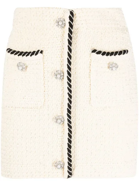 Self-Portrait braided-trim knitted skirt Neutrals RS23110SKC