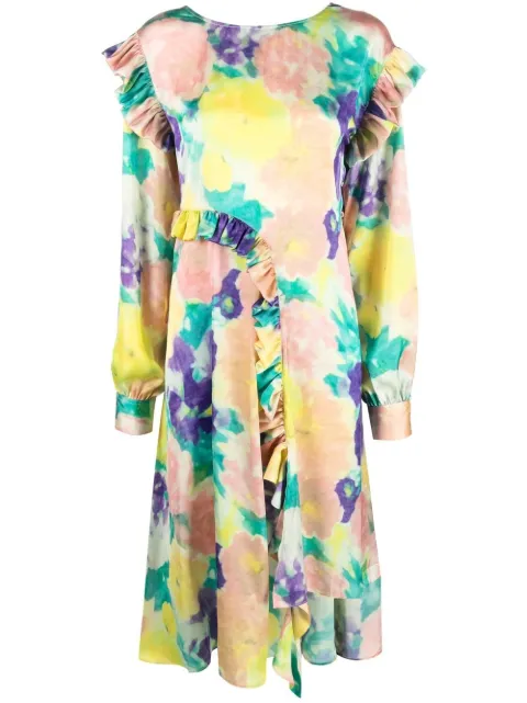 REMAIN floral-print long-sleeved maxi dress Yellow RM2205
