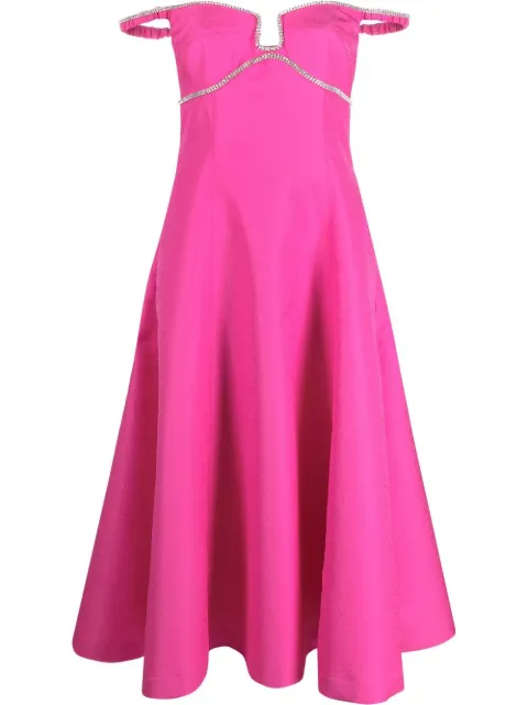 Self-Portrait off-shoulder flared midi dress Pink RS23006MP