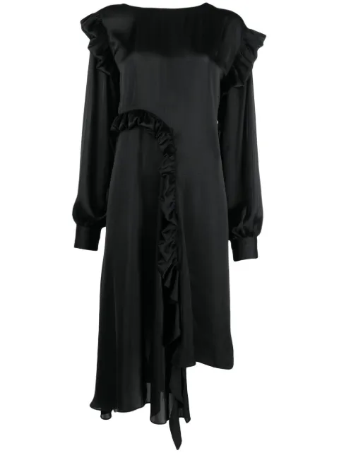 REMAIN ruffled long-sleeved maxi dress Black RM2206