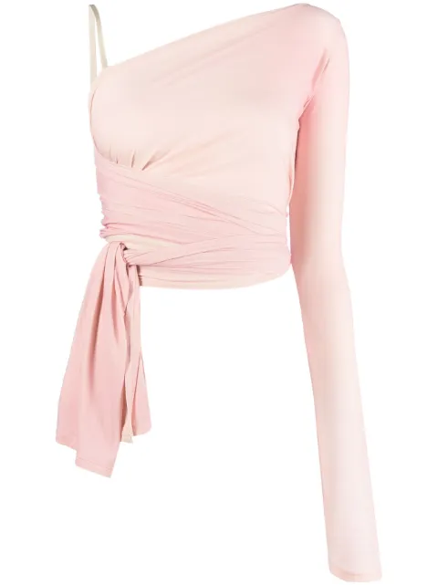 MM6 Maison Margiela asymmetric wraparound cropped top Pink S62NC0127S24578