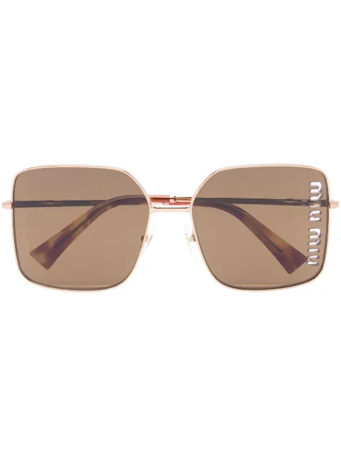 Miu Miu Eyewear logo-detail square-frame sunglasses Gold 0MU51YS
