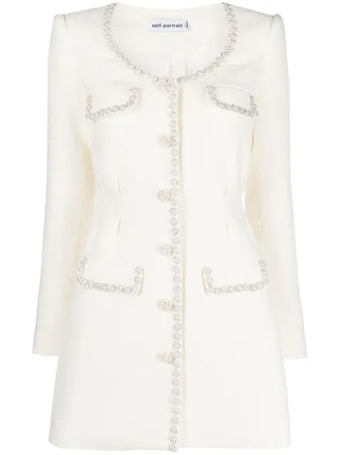 Self-Portrait crystal-embellished blazer dress Neutrals RS23085S