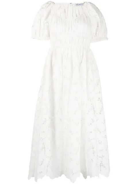 Self-Portrait flared lace midi dress White RS23099MW