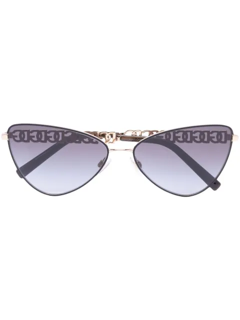 Dolce & Gabbana Eyewear logo-chain cat-eye sunglasses Gold DG2290