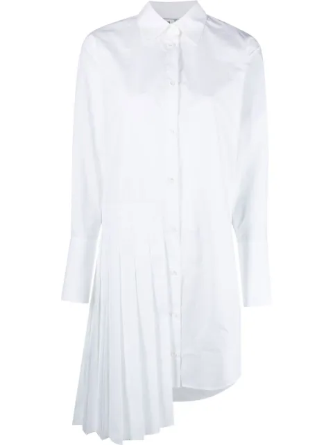 Off-White Diag plissé cotton shirt dress White OWDB280C99FAB0010101